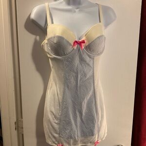 Victoria's Secret Cream and Pink Chemise with Garters